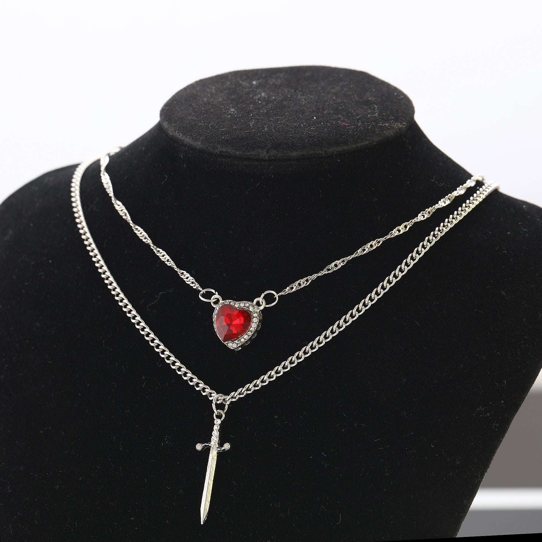 Wholesale Heart Dagger Multilayer Vintage Necklace